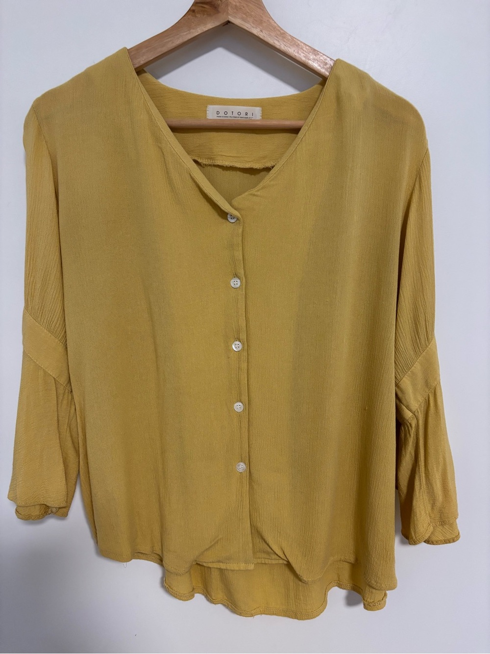 Women's Mustard Button-Front Blouse
